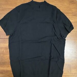 Zara Black Ribbed Crew Neck Top